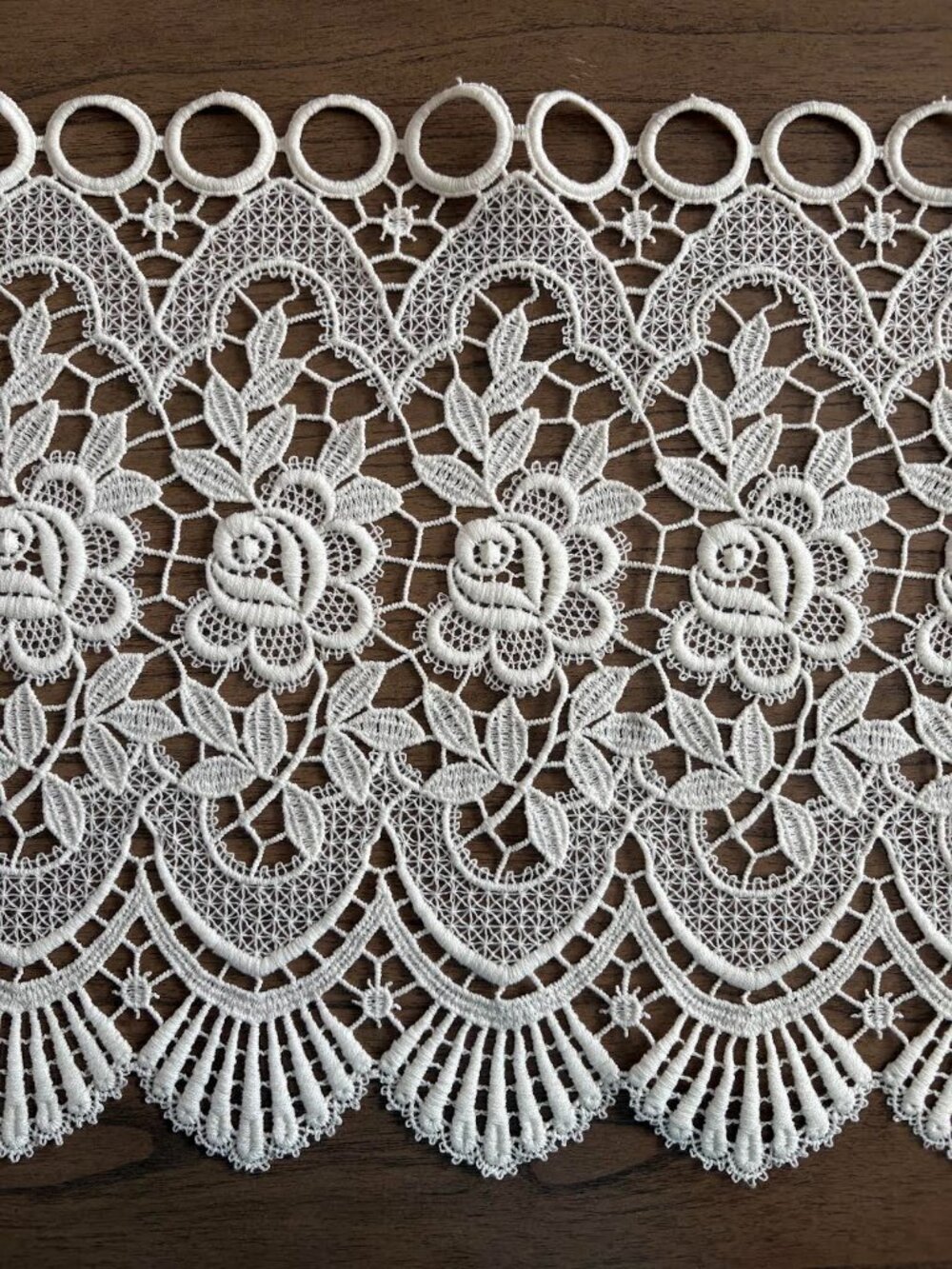 Imported Rose Macrame' 13" x 36" Ecru Valance